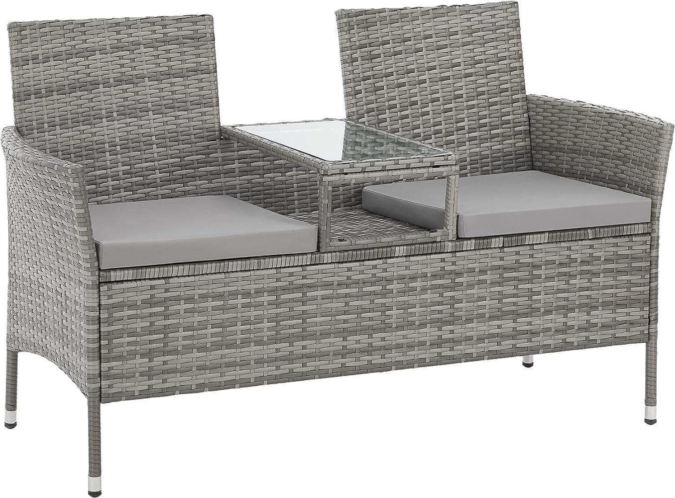 SVITA CHICAGO Rattan-Bank Garten-Bank Lounge Sitzecke Grau Bild 1