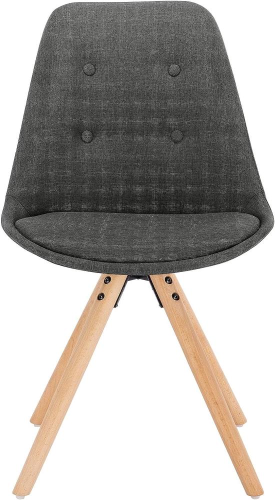2er-Set Elegante Esszimmerstühle aus Leinen, Kunststoff & Holz im Braun dunkelgrau Bild 1