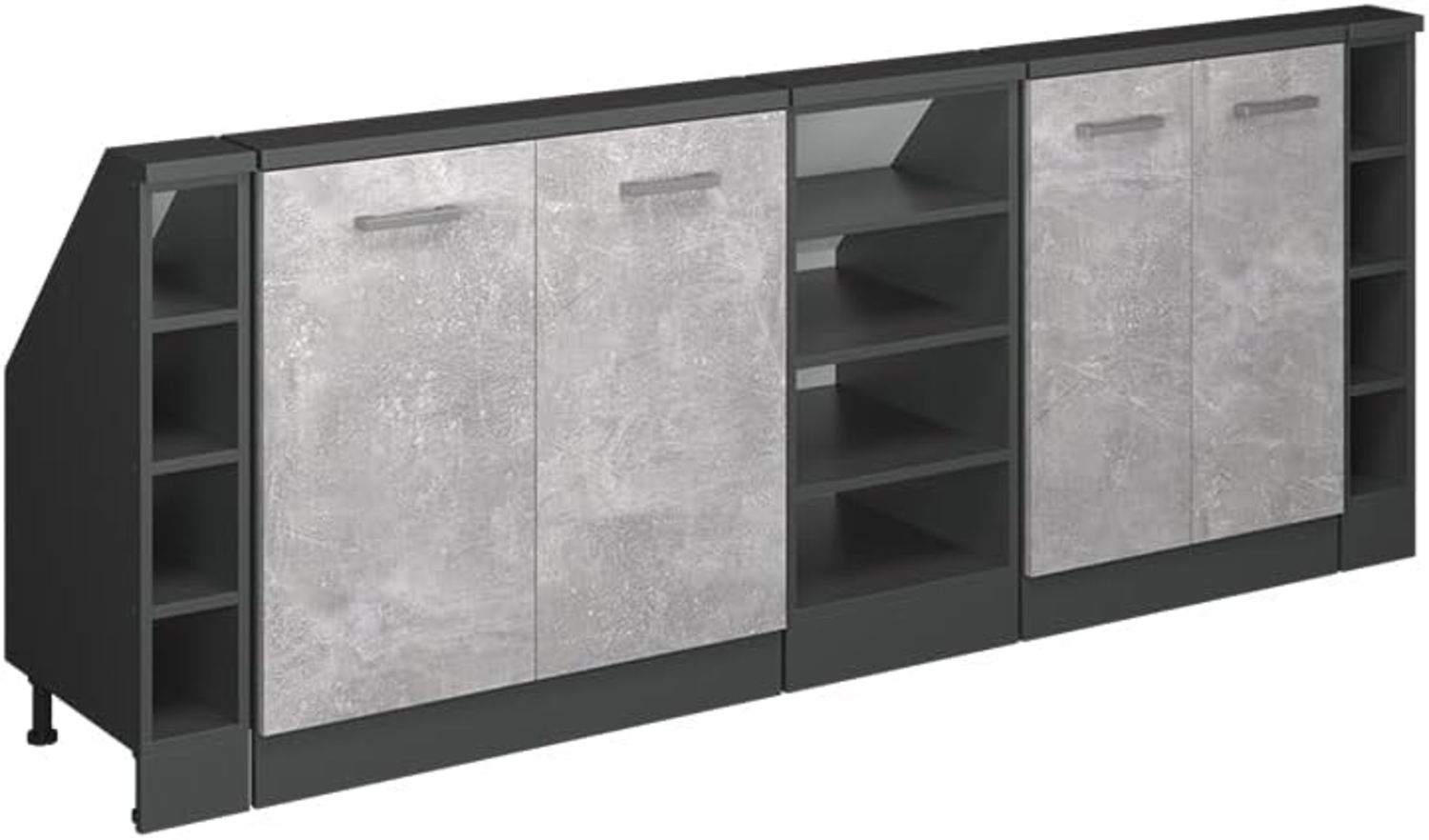 Dachschrägenschrank-Set Rion Beton/Anthrazit 5er Set Vicco Bild 1