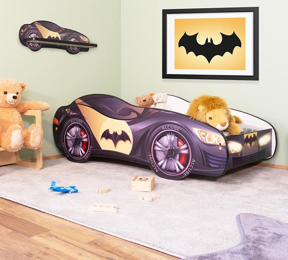Autobett PKW BAT CAR mit Wandregal und LED 160x80 cm Bild 1
