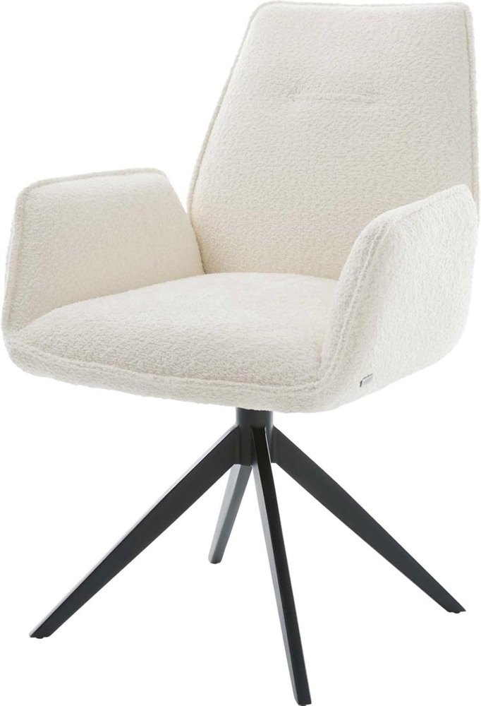 Esszimmerstuhl Zoa-Flex Bouclé Weiß Kreuzgestell breit Schwarz Taschenfederkern Bild 1