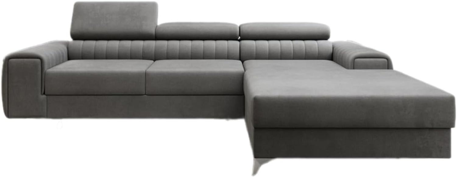 Designer Sofa Melinda mit Schlaf- und Klappfunktion Samt Grau Rechts Bild 1