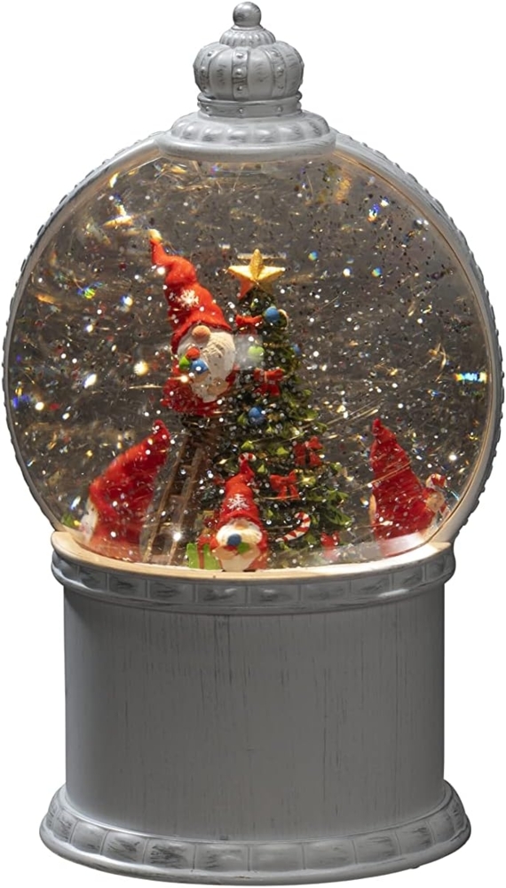 Konstsmide LED Kugellaterne, "Santas", weiß, wassergefüllt, wählbare Energiefunktion, mit 5h Timer, 1 warm weiße Diode, batteriebetrieben & USB, Innen, 3 x AA 1.5V (exkl.) - 4300-200 Bild 1