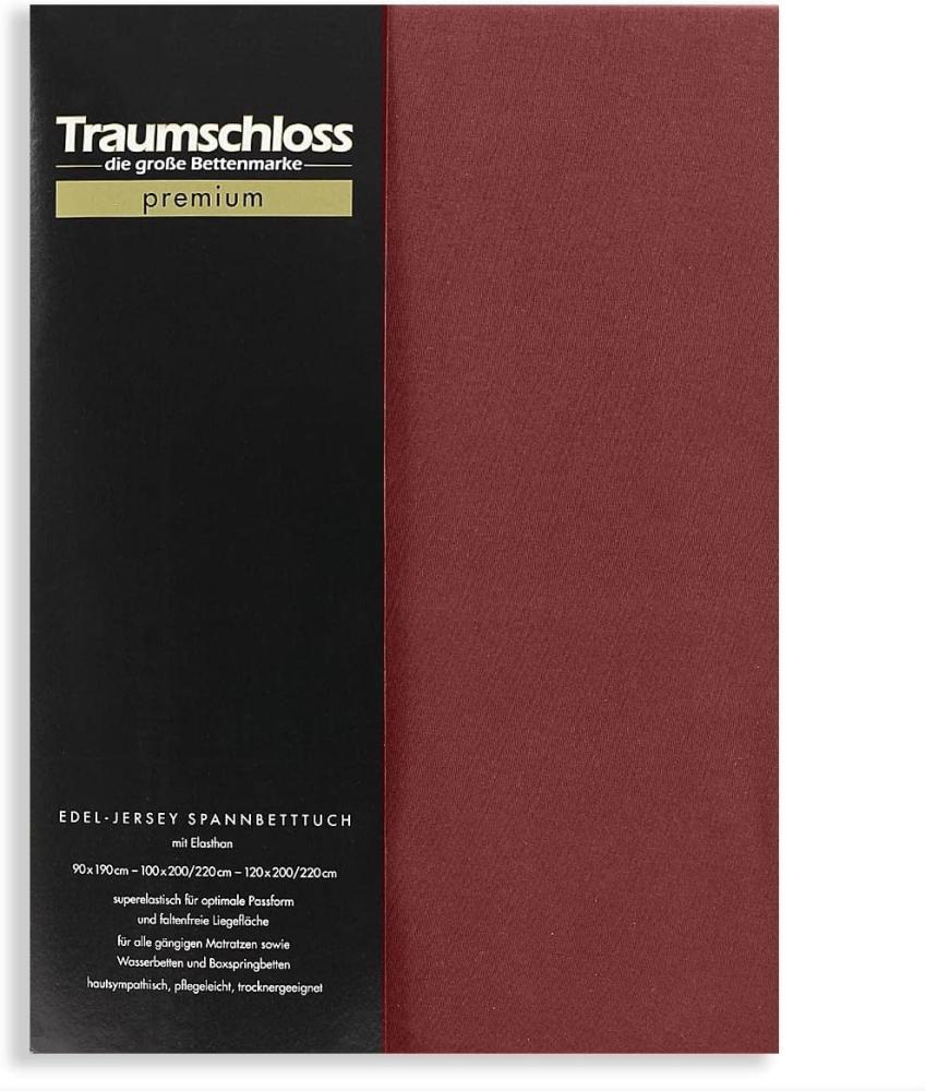 Traumschloss Premium Edel-Jersey Spannbettlaken bordeaux 180-200x200-220 Bild 1