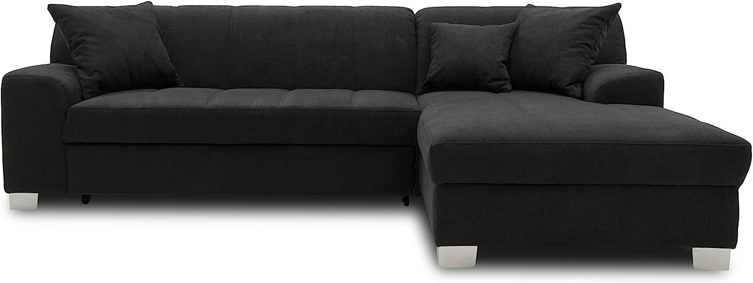 DOMO. collection Capri Ecksofa | Eckcouch in L-Form mit Schlaffunktion, Polsterecke Schlafsofa, schwarz, 239x152x75 cm Bild 1