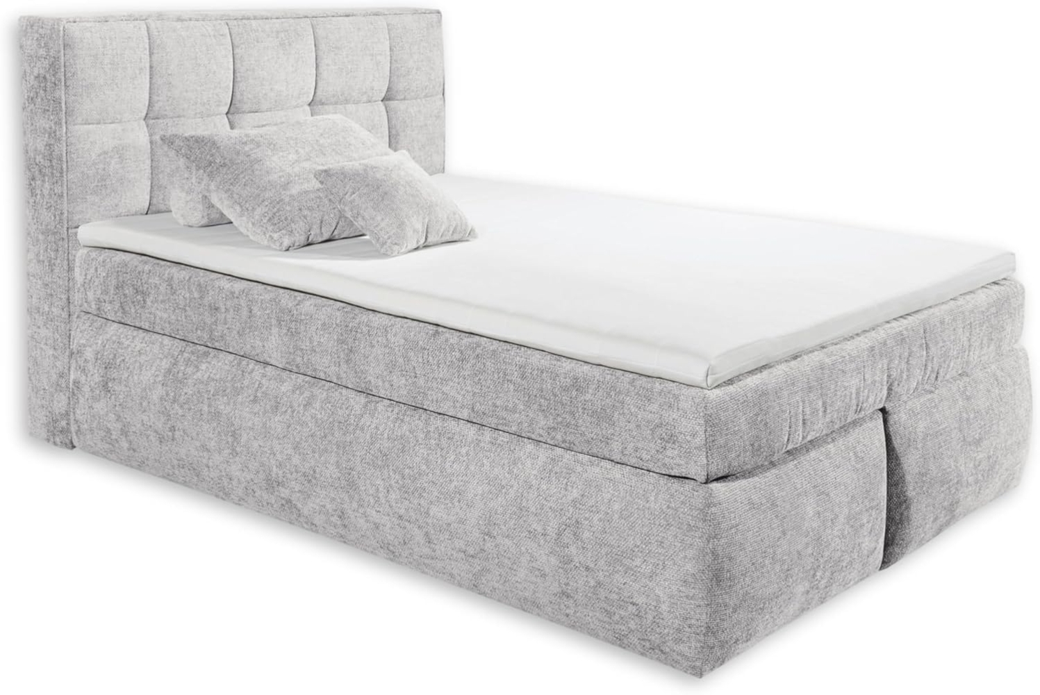 MICHIGAN 6 Boxspringbett 160x220, Silber - Bequemes Doppelbett mit 7-Zonen Federkern Wendematratze & Kaltschaum Topper - 170 x 128 x 245 cm (B/H/T) Bild 1