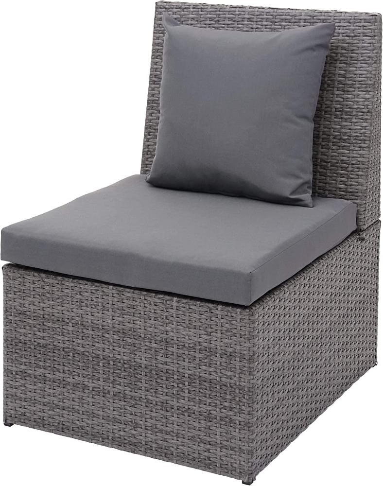 Poly-Rattan Sessel HWC-G16, Lounge-Rattanstuhl Gartenstuhl, Gastronomie ~ grau, Kissen dunkelgrau Bild 1