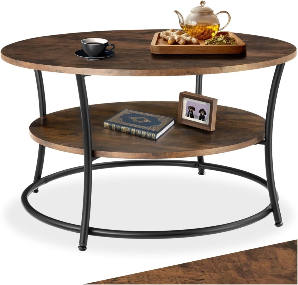 tectake Couchtisch Beistelltisch Cromford 80x46cm (1-St, 1 tlg), Geschwungener Couchtisch im angesagten Industrie-Stil Bild 1