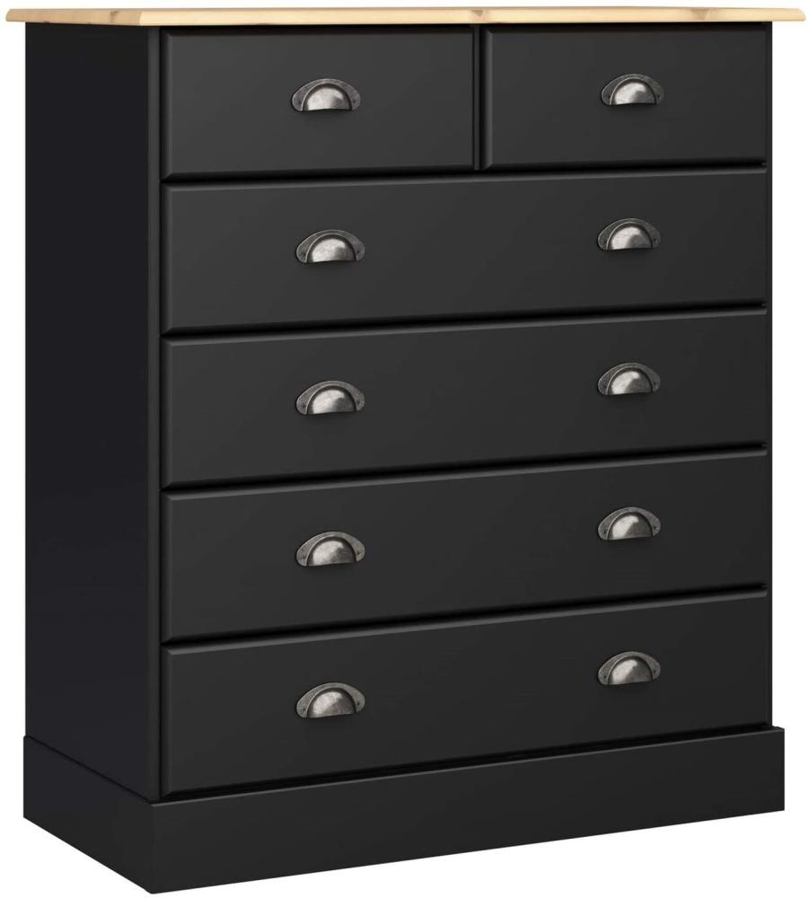 Kommode NOAH 6 Schubladen schwarz-braun Sideboard Highboard Schrank Flur Diele Bild 1
