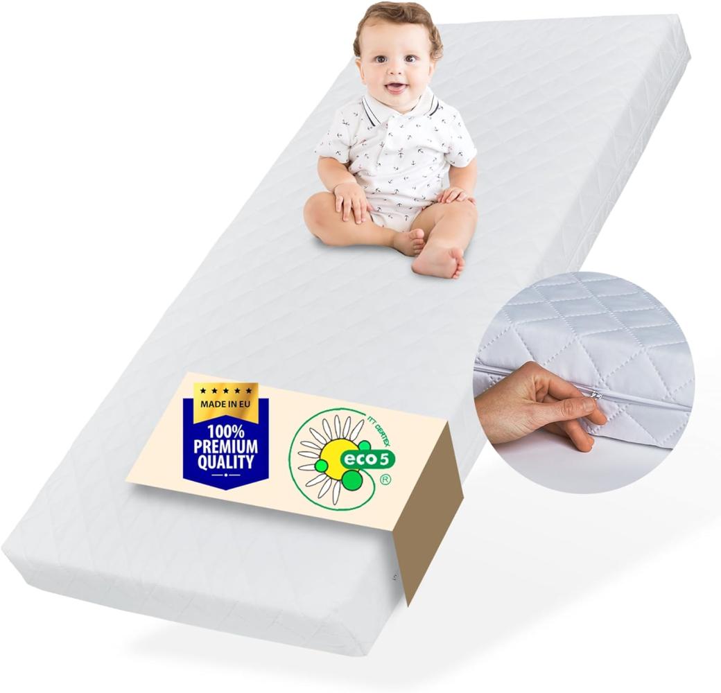 Kids Collective Babymatratze 70x140 cm mit waschbarem Bezug | 10 cm hoch hochwertige Kaltschaum-Matratze für Babybett Gitterbett | Made in EU Bild 1