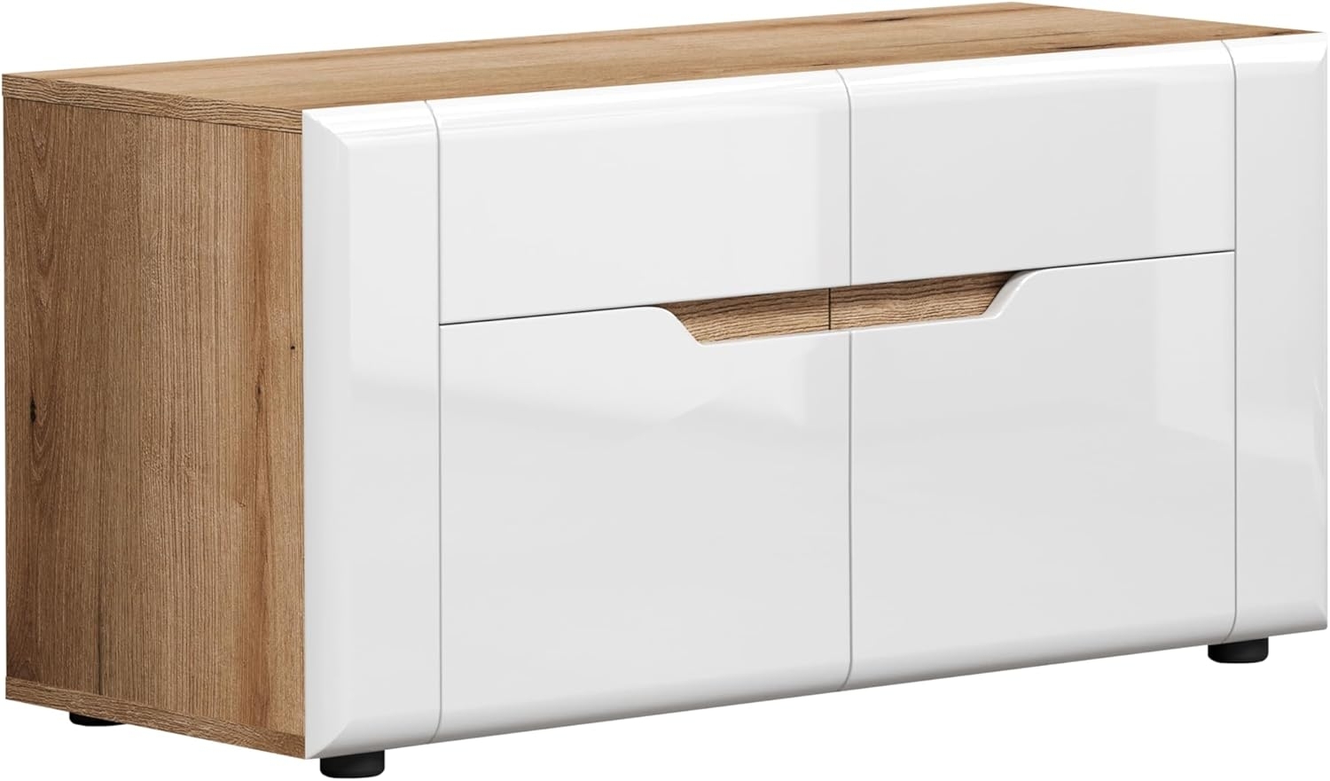 Garderobe Sitzbank Marlon in weiß Hochglanz / Eiche 91 cm Bild 1