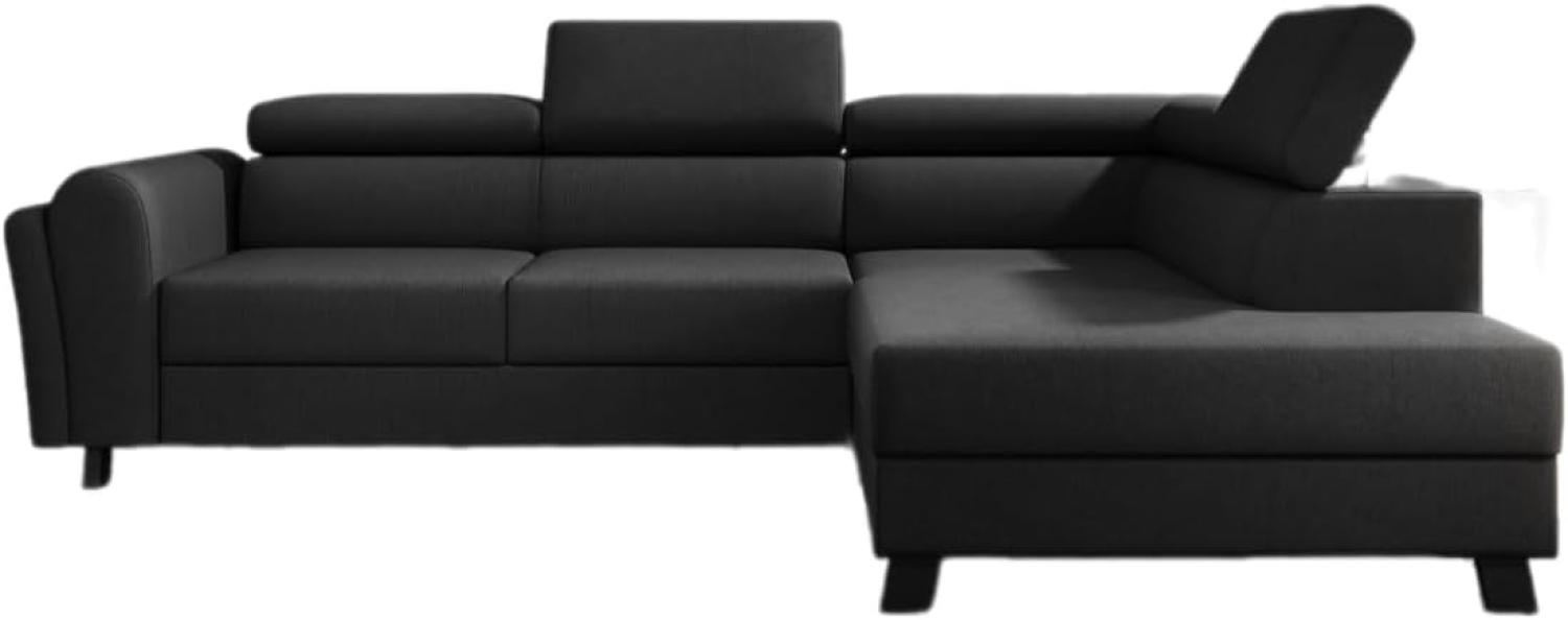 Designer Sofa Kira mit Schlaf- und Klappfunktion Stoff Schwarz Rechts Bild 1