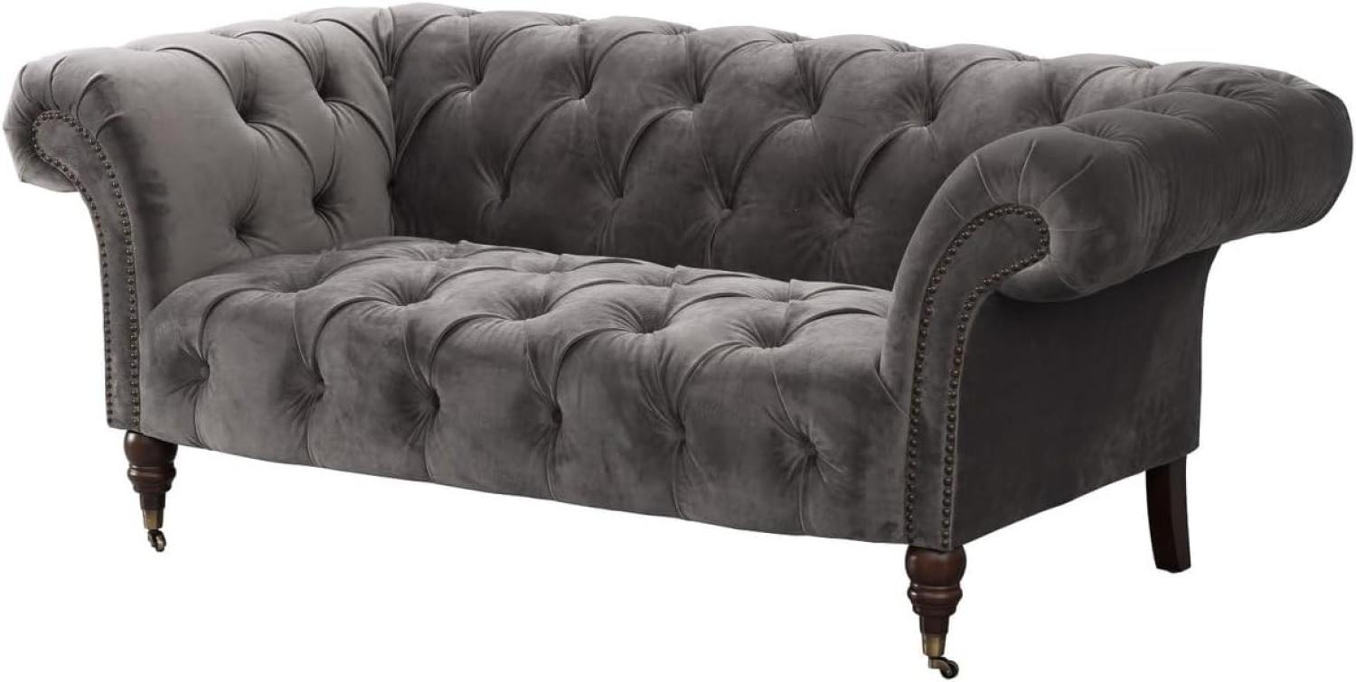 Dekoria Sofa Chesterfield Glamour Velvet Dark Grey 2-Sitzer Bild 1