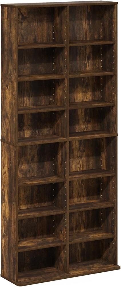 Furinno Jaya Multimedia-Medienspeicher-Tower-Rack mit 16 Regalen und verstellbaren Regalen, Bernsteinkiefer Bild 1