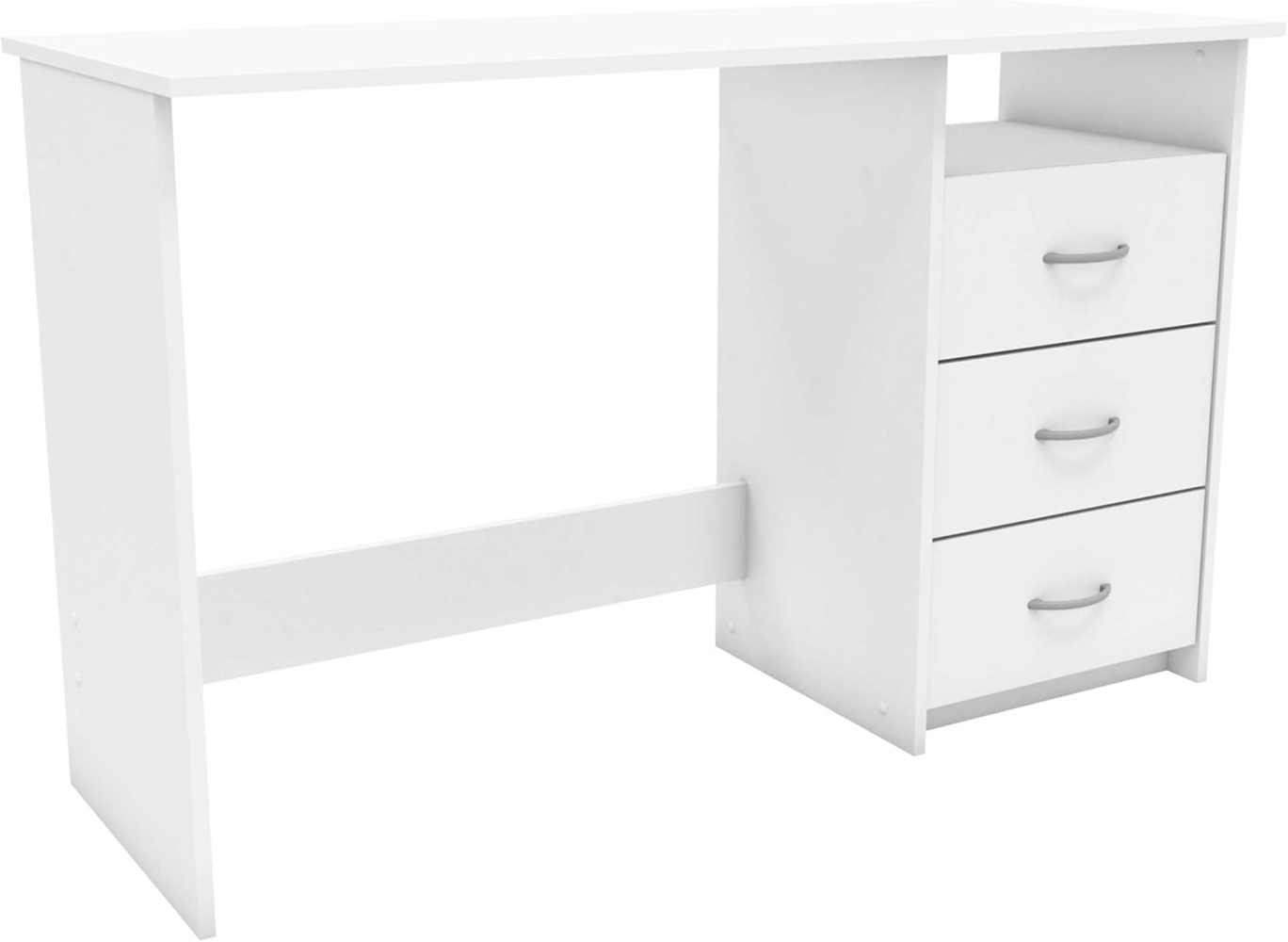 Demeyere Schreibtisch-Computer mit 3 funktionellen Schubladen, ideal für das Arbeiten im Internet und die Aufbewahrung Ihrer Papiere aus der Aristote-Kollektion, Mattes Weiß, 123 x 50,1 x 76,5 cm Bild 1