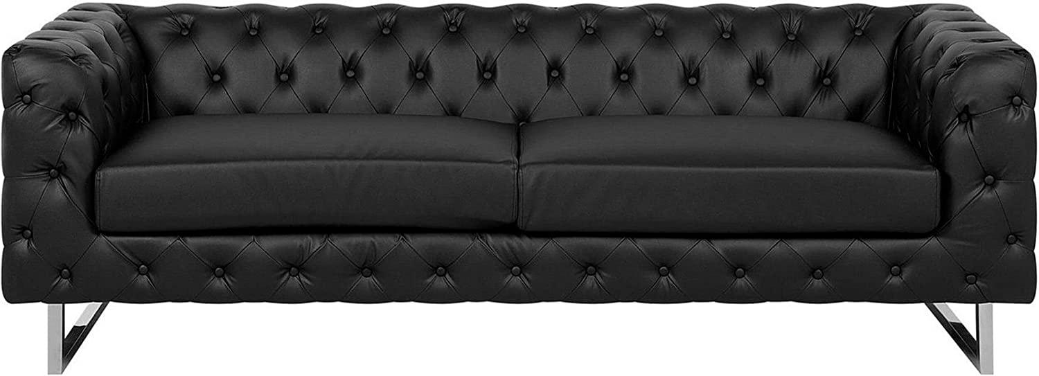 3-Sitzer Sofa Kunstleder schwarz VISSLAND Bild 1