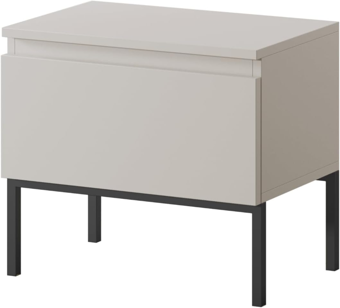 Selsey Bemmi - Nachttisch Nachtschrank, Grau mit schwarzen Beinen Bild 1