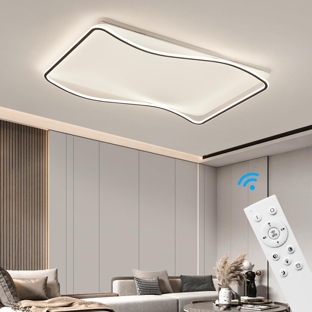 Eurotondisplay LED Deckenleuchte LED Deckenleuchte Fernbedienung Helligkeit einstellbar schwarz weiß, LED fest integriert, Stufenlos einstellbar, Tageslichtweiß, Warmweiß, Farbwechsler, Neutralweiß, Mit Fernbedienung Lichtfarbe und Helligkeit einstellbar Bild 1