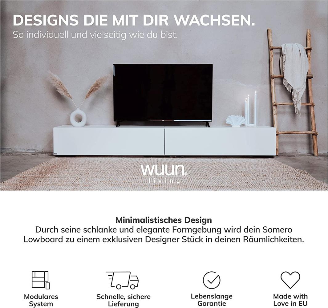 Wuun® TV Board hängend/8 Größen/5 Farben/180cm Matt Weiß- Schwarz-Hochglanz/Lowboard Hängeschrank Hängeboard Wohnwand/Hochglanz & Naturtöne/Somero Bild 1