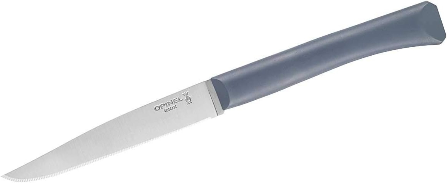 Opinel Bon Appetit+ Tafelmesser - Sandvik Stahl 12C27 - rostfrei - Mikrozahnung - anthrazitfarbener Polymergriff Bild 1