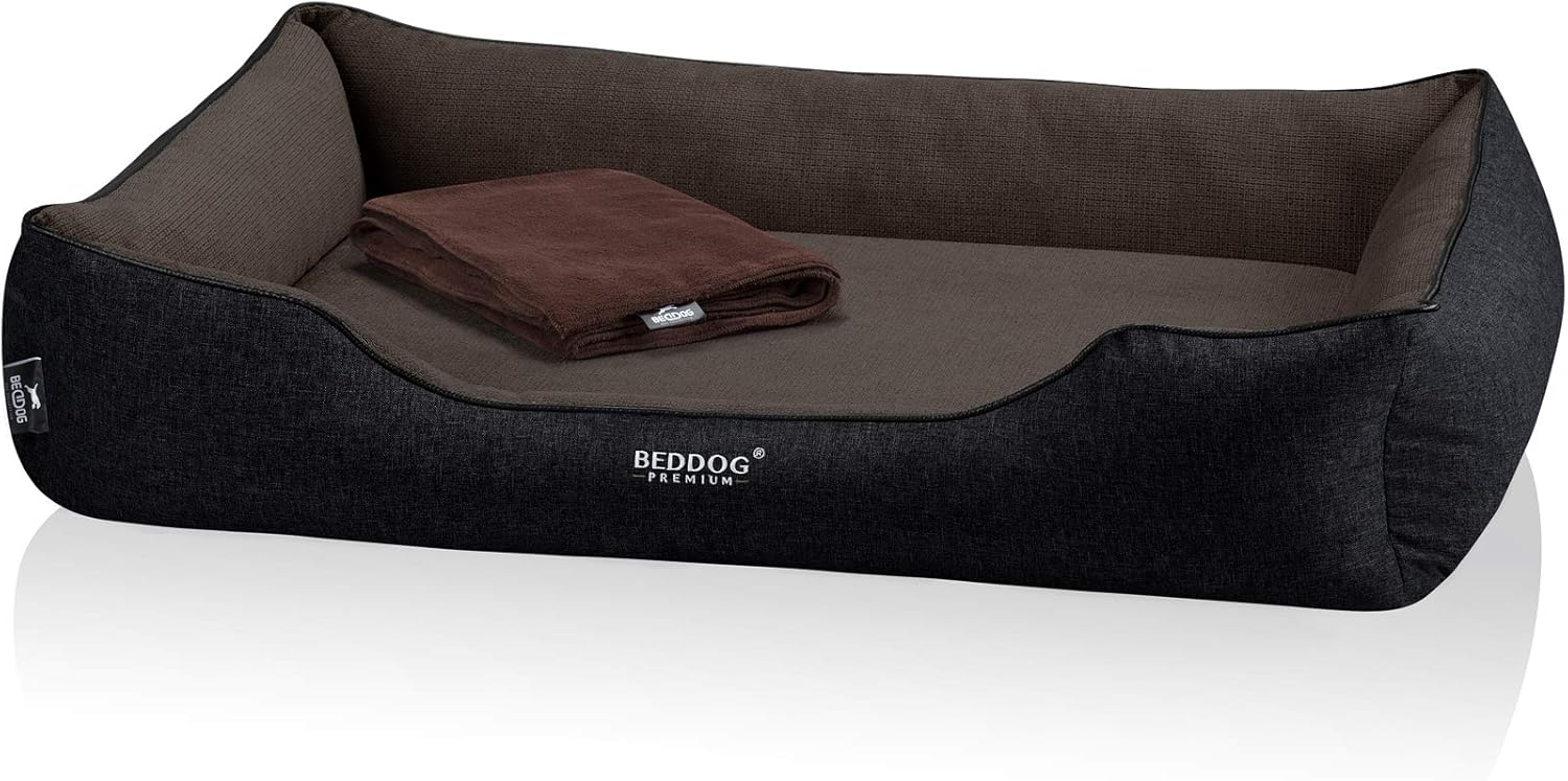 BedDog PREMIUM Orthopädisches Hundebett CLARA, Memory Foam, mit abnehmbaren Bezug MOCCA (braun/schwarz), (XXL) ca. 110x75x25cm Bild 1