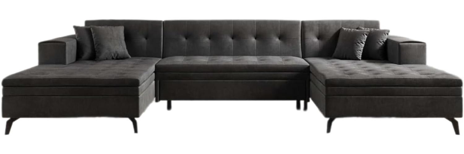 Designer Sofa Vivana mit Schlaffunktion Samt Anthrazit Bild 1