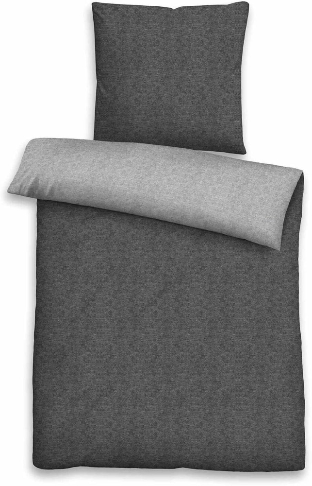 Traumschlaf Uni Melange Flanell Bettwäsche 840200|135x200 cm + 80x80 cm| titaniumTraumschlaf Uni Melange Flanell Bettwäsche 840200 Bild 1