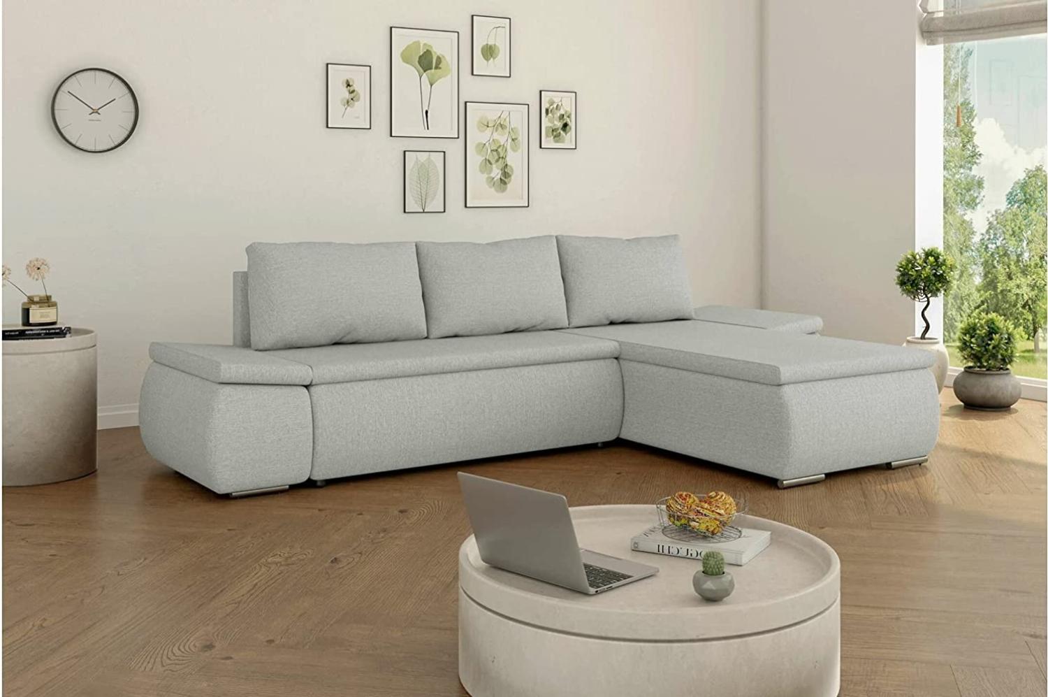 Stylefy Olin Ecksofa Strukturstoff LARS Hellgrau Rechts Bild 1