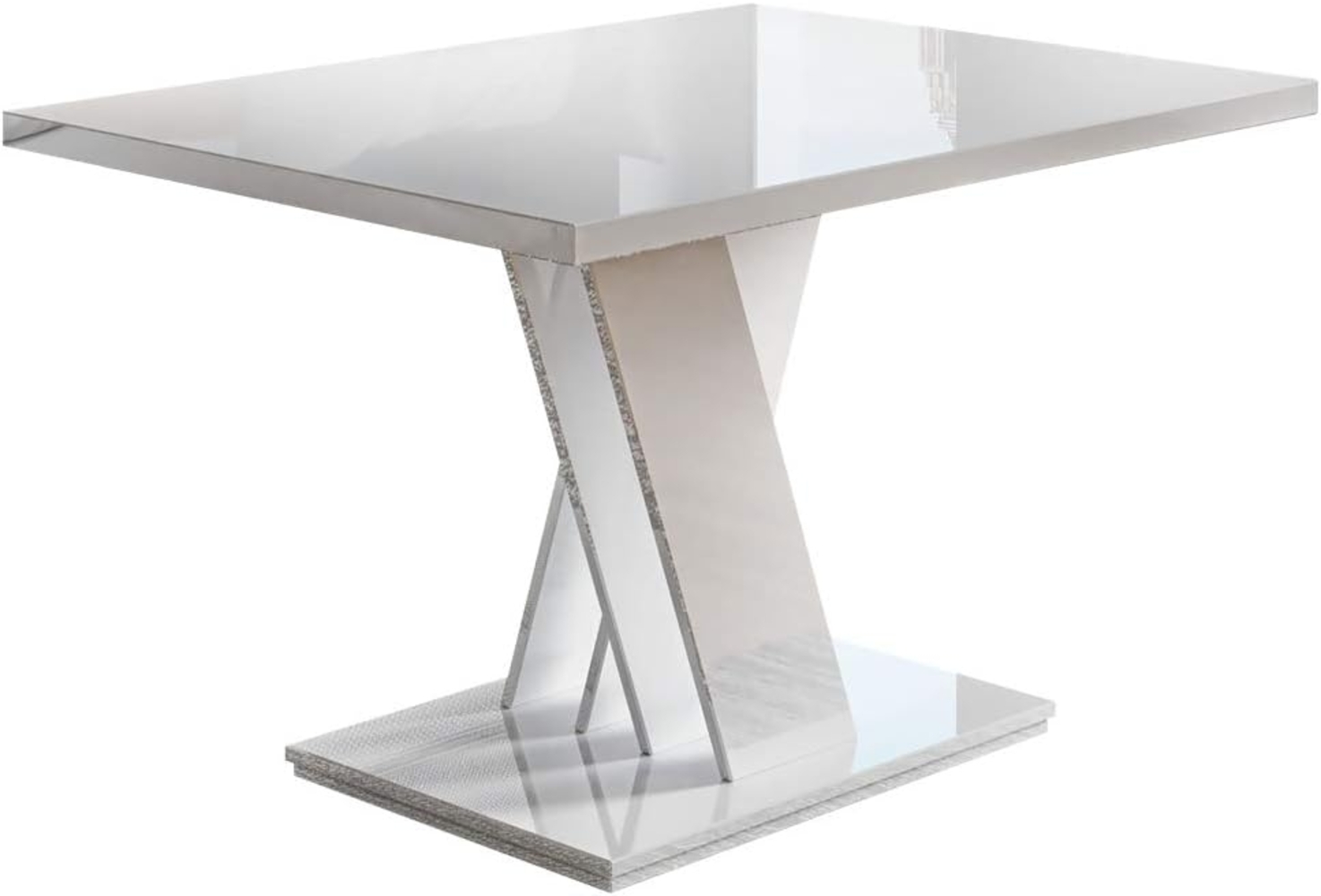 Selsey BLACKFIRE - Couchtisch / Wohnzimmertisch rechteckig mit V-Gestell, 100x70 cm (Weiß Hochglanz) Bild 1