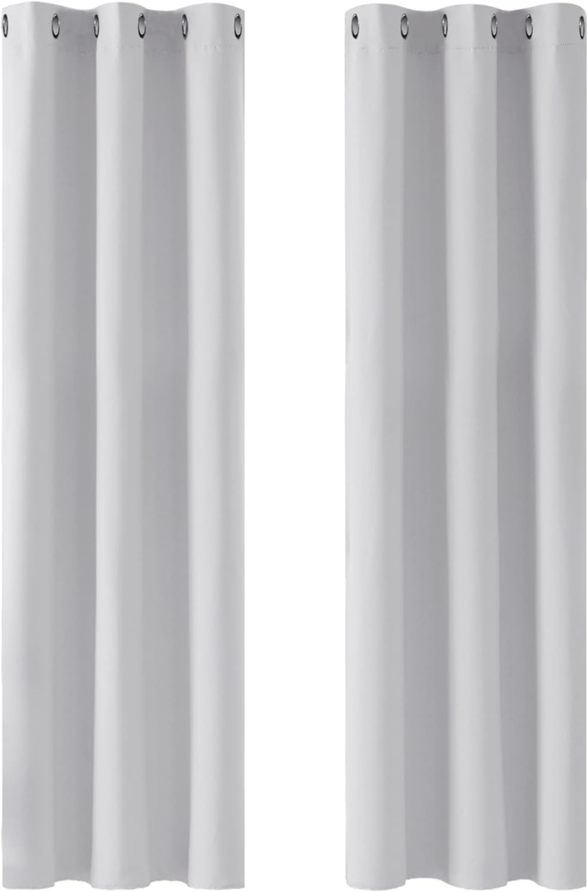 Deconovo Vorhang Thermogardinen Verdunkelungsvorhänge mit Ösen Dicke Thermovorhang Kälteschut Hitzeschutz, 229x107 cm(HöhexBreite), Silber Grau, 2er Set Bild 1