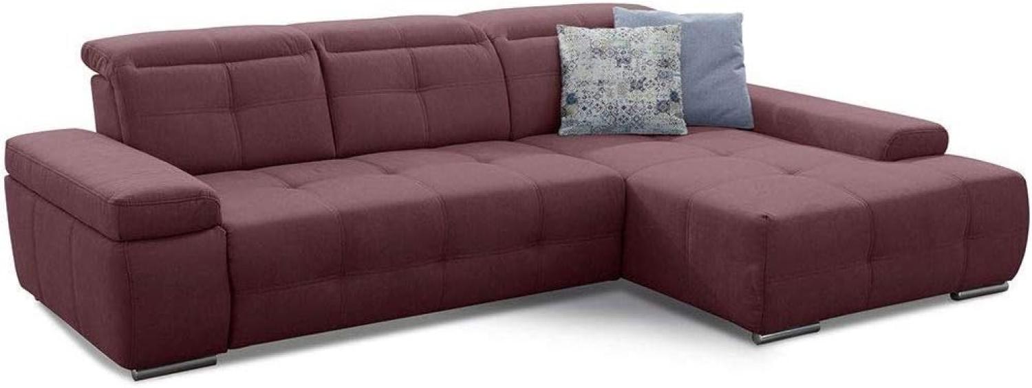 Cavadore Ecksofa Mistrel mit verstellbaren Kopfteilen, L-Form Sofa mit leichter Fleckentfernung dank Soft Clean, geeignet für Haushalte mit Kindern, Haustieren, 273 x 77 x 173, rot Bild 1