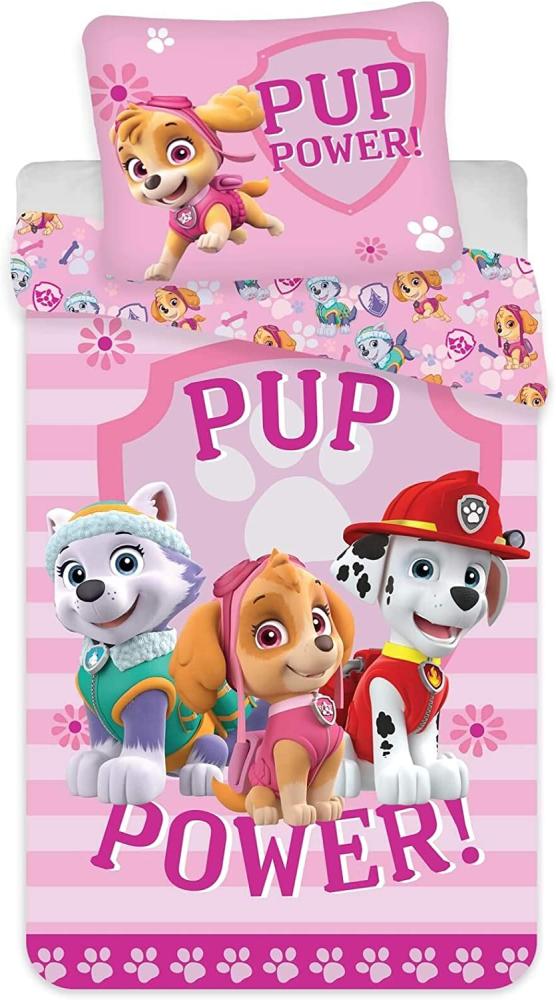 Baby Bettwäsche-Set Paw Patrol rosa 100 x 135 und 40 x 60 cm 100% Baumwolle Bild 1