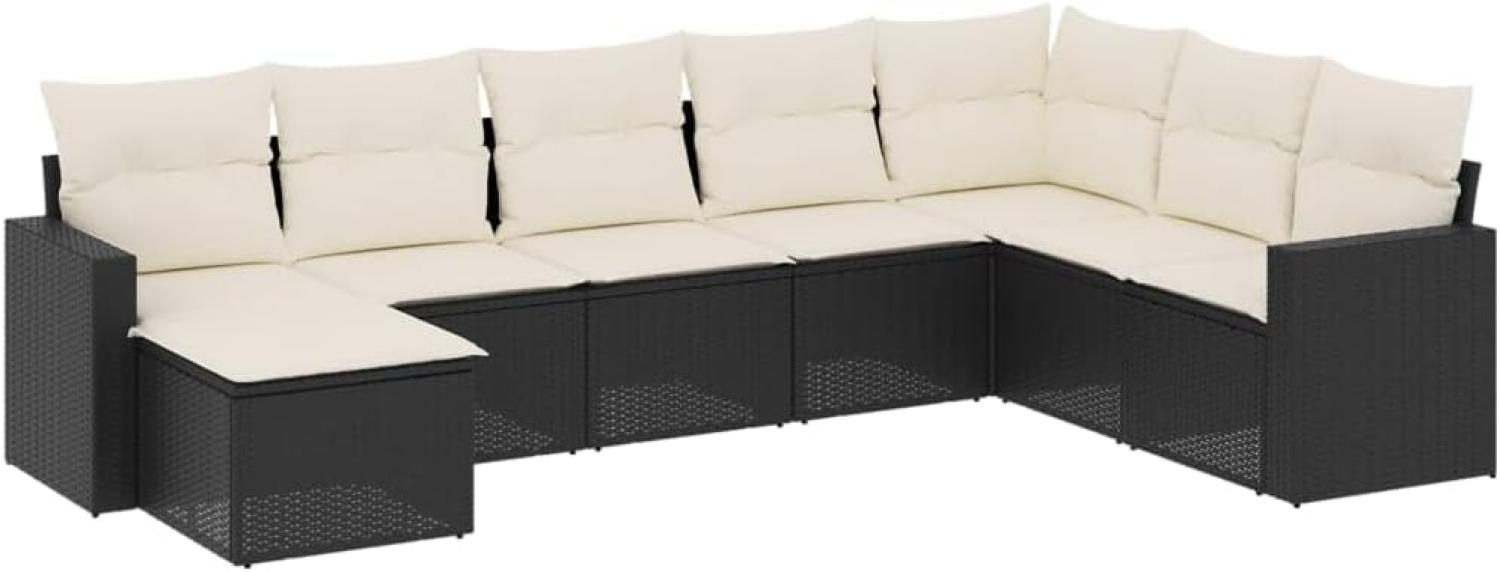 vidaXL 8-tlg. Garten-Sofagarnitur mit Kissen Schwarz Poly Rattan 3251693 Bild 1