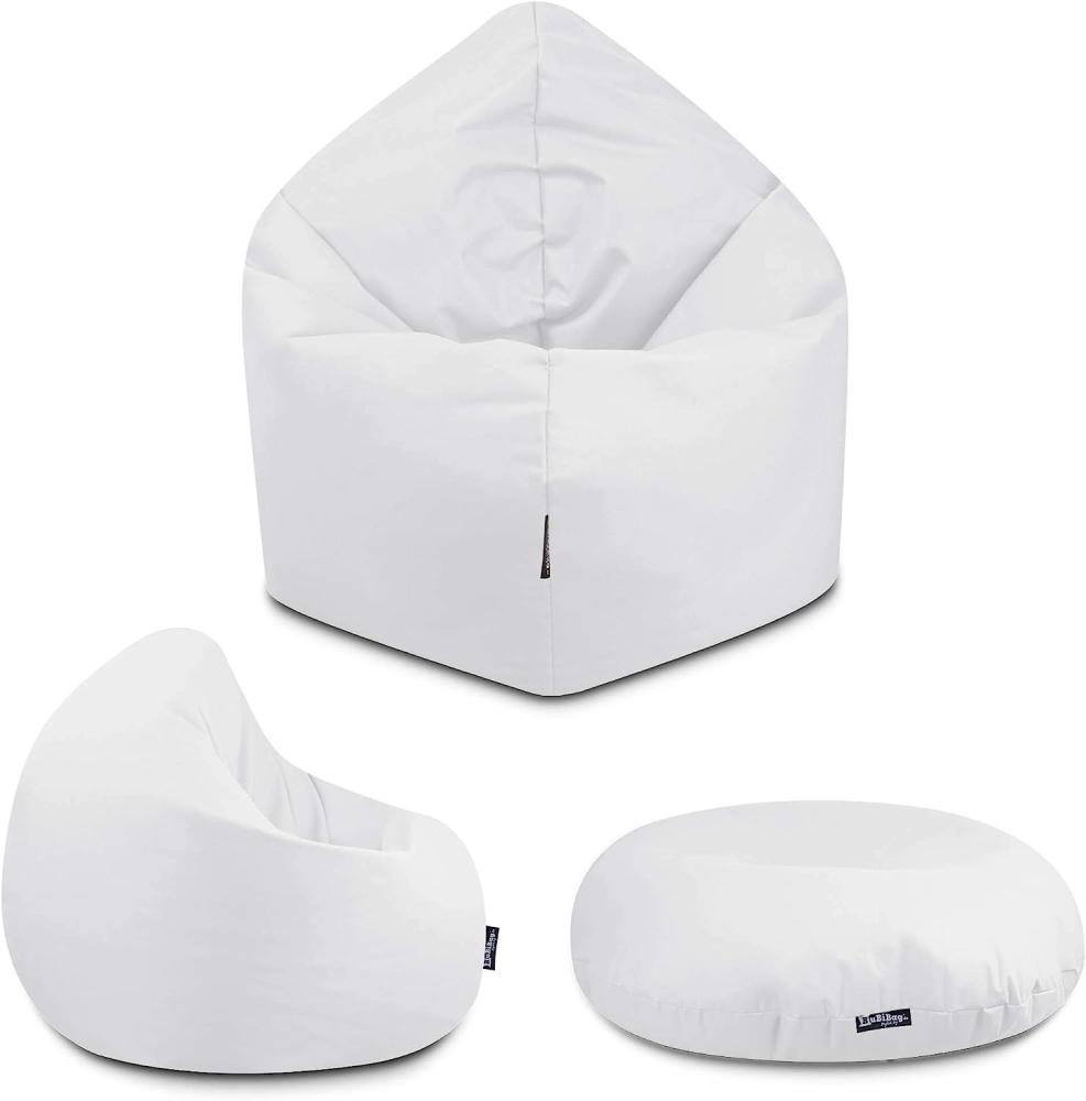 BuBiBag - 2in1 Sitzsack Bodenkissen - Outdoor Sitzsäcke Indoor Beanbag, Weiß, Ø 145,0 cm Bild 1