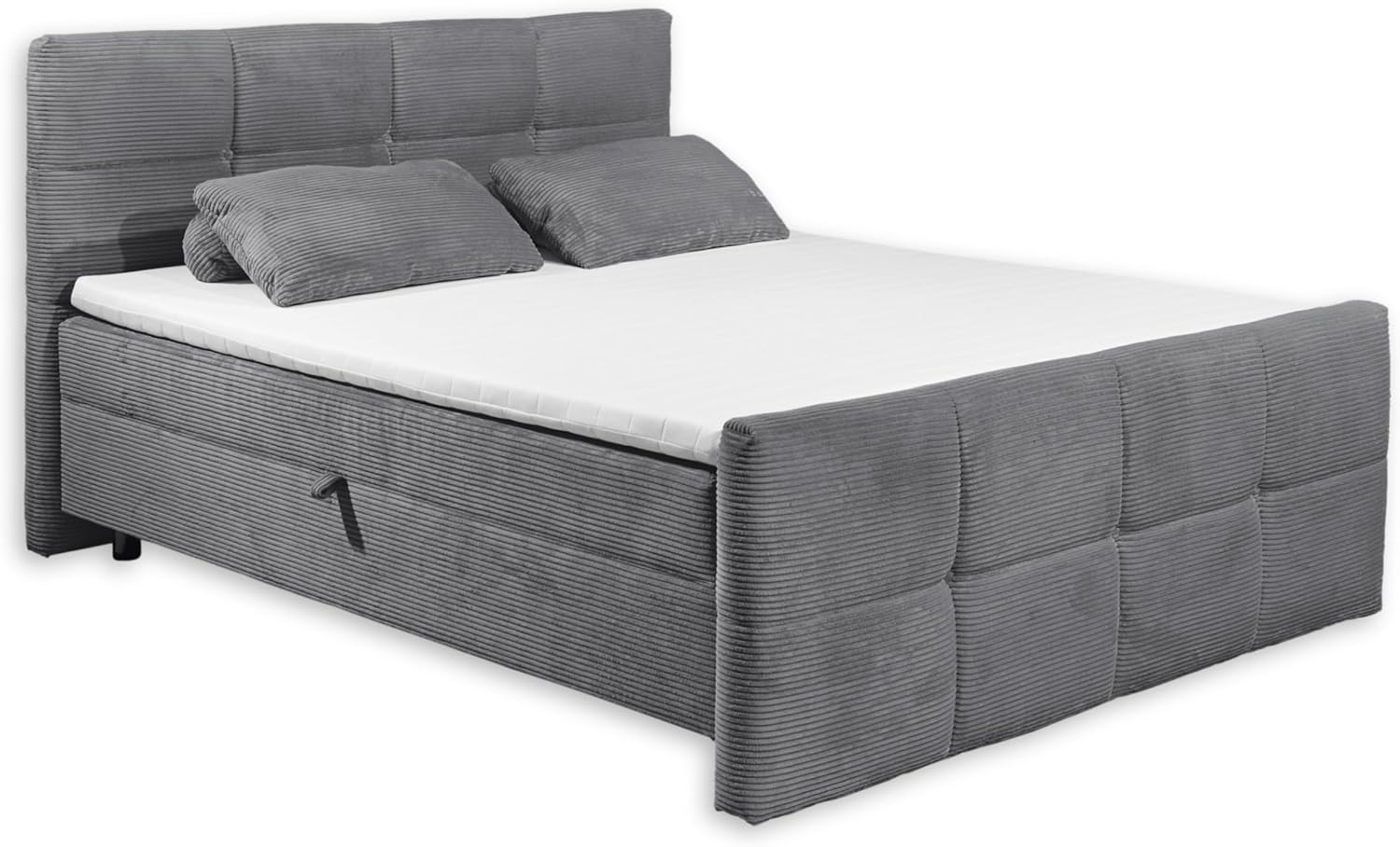 TIJUANA 6 Boxbett 180x200 in Cord-Optik, Ash - Bequemes Doppelbett mit Bettkasten & Kaltschaum Topper - 182 x 112 x 225 cm (B/H/T) Bild 1