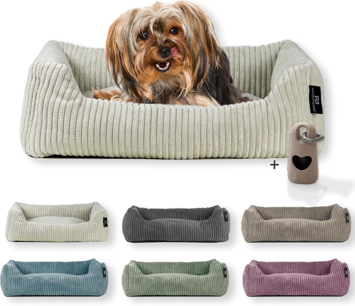 Rohrschneider Tierbett Hundebett Hundekorb Cordstoff, inkl. Gassibeutel Bild 1