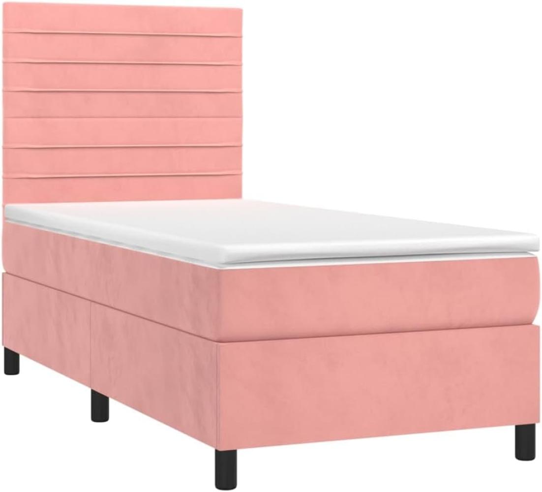 vidaXL Boxspringbett mit Matratze Rosa 90x190 cm Samt 3143060 Bild 1