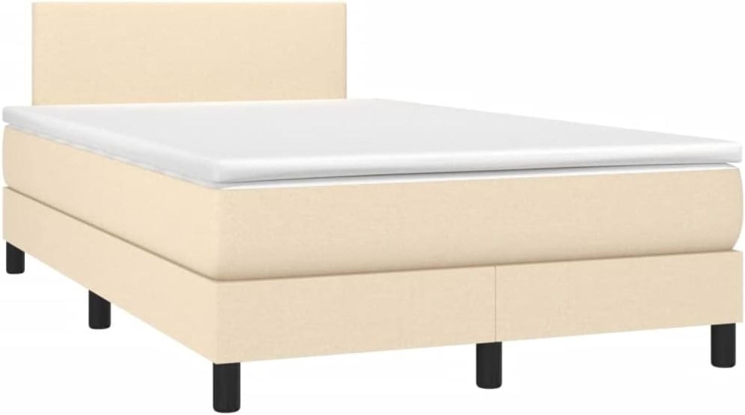 vidaXL Boxspringbett mit Matratze Creme 120x200 cm Stoff, Härtegrad: H2 [3139886] Bild 1