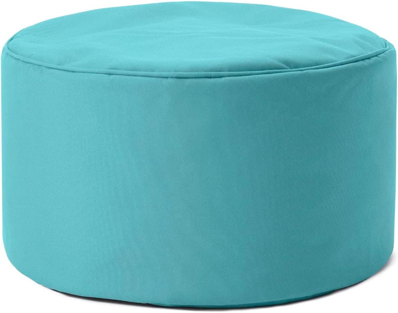 Lumaland Indoor Outdoor Sitzhocker 25 x 45 cm - Wasserabweisend - Pflegeleicht - Runder Sitzpouf, Sitzsack Hocker, Sitzkissen, Bean Bag Pouf - ideal für Kinder und Erwachsene - Aqamarin Bild 1