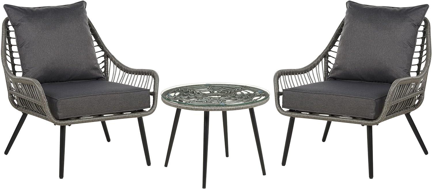 Bistro Set mit Kissen LAURETO Grau Bild 1