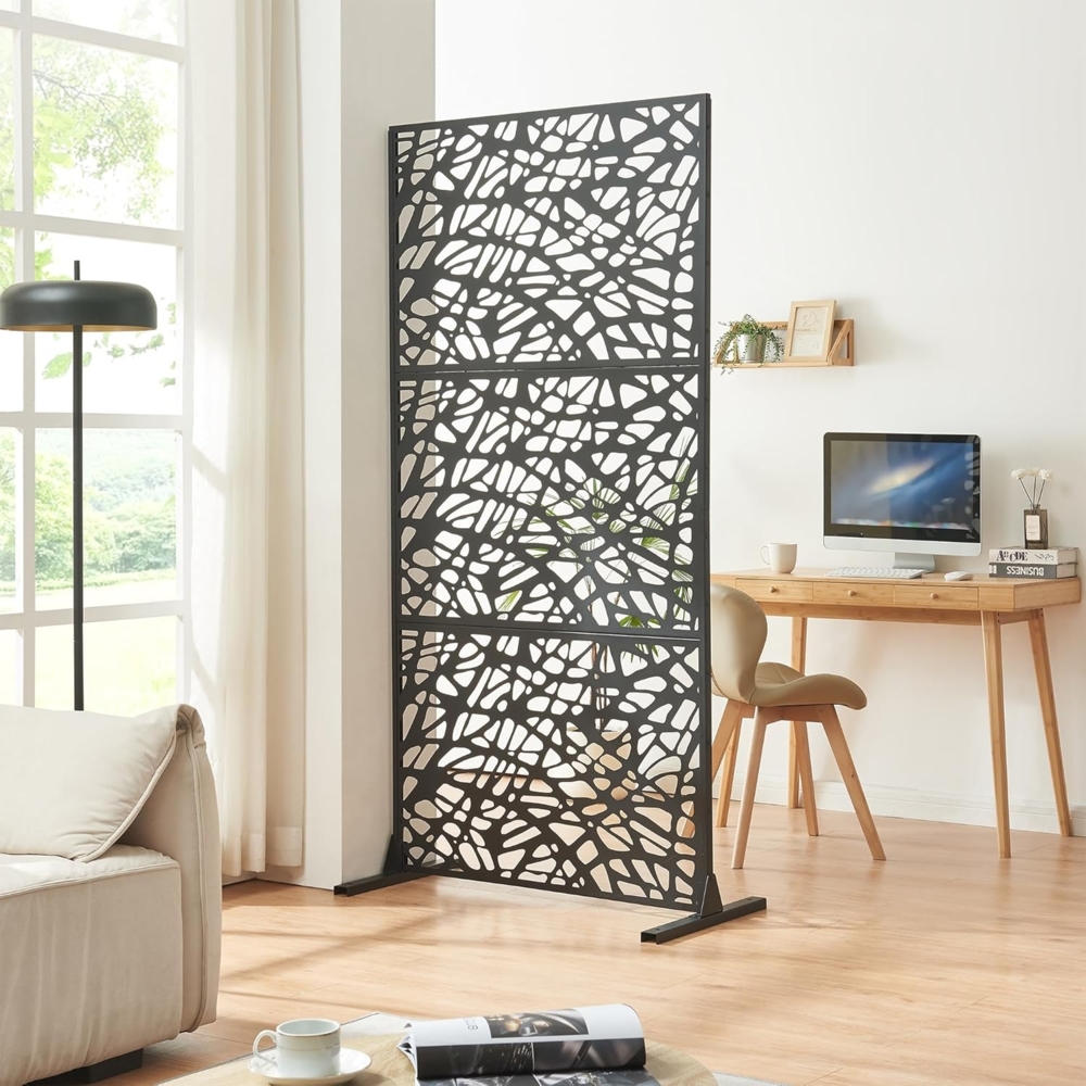 Indoor Trennwand Poskind Stahl 200x100x50 cm Schwarz [casa. pro] Bild 1