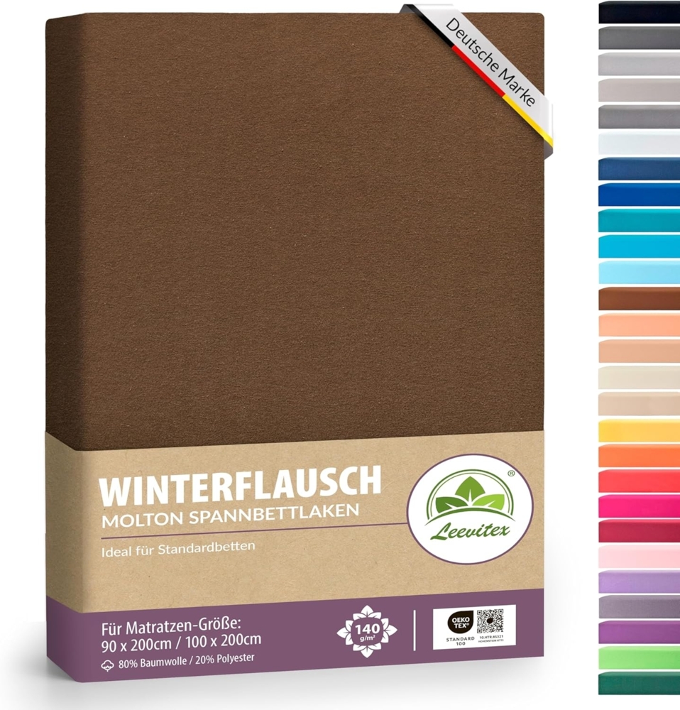 leevitex® Spannbettlaken für kalte Nächte – angenehm weich, passgenau, farbstark & pflegeleicht, Gummizug: Rundum Bild 1