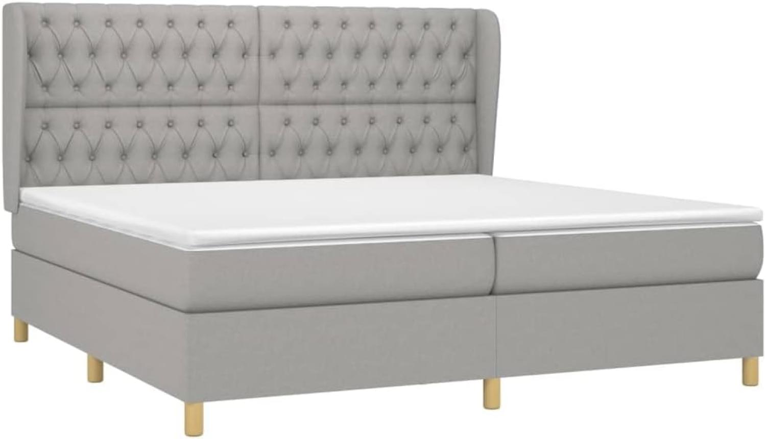 Boxspringbett mit Matratze Stoff Hellgrau 200 x 200 cm, Härtegrad: H2 [3128789] Bild 1