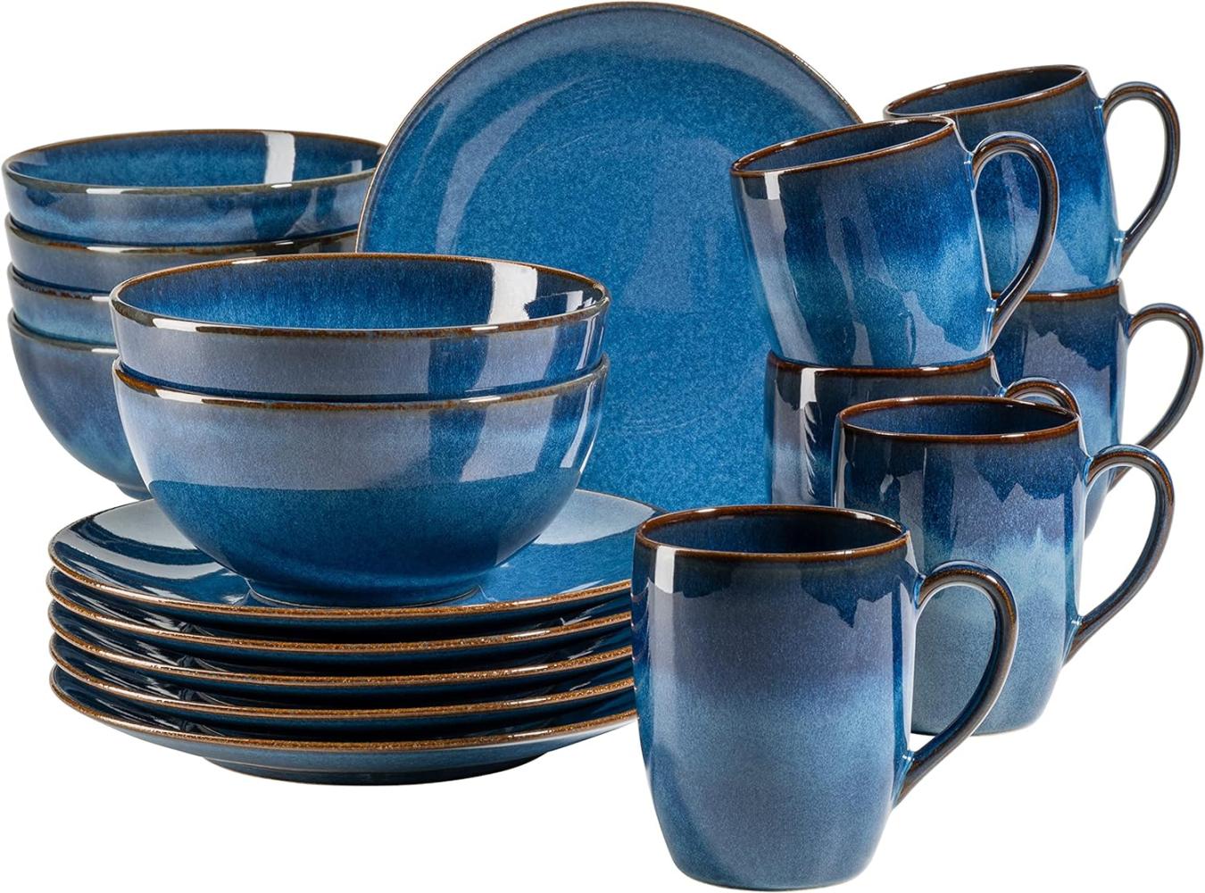 Mäser 931945 Frühstücksset Ossia für 6 Personen, Steinzeug, rund, blau (1 Set, 18-teilig) Bild 1