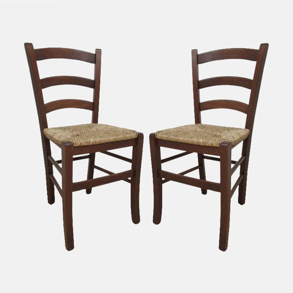 Dmora - Set aus 2 klassischen Holzstühlen, für Esszimmer, Küche oder Wohnzimmer, Made in Italy, cm 44x45h87, Sitzhöhe cm 43, Nussbaumfarbe Bild 1