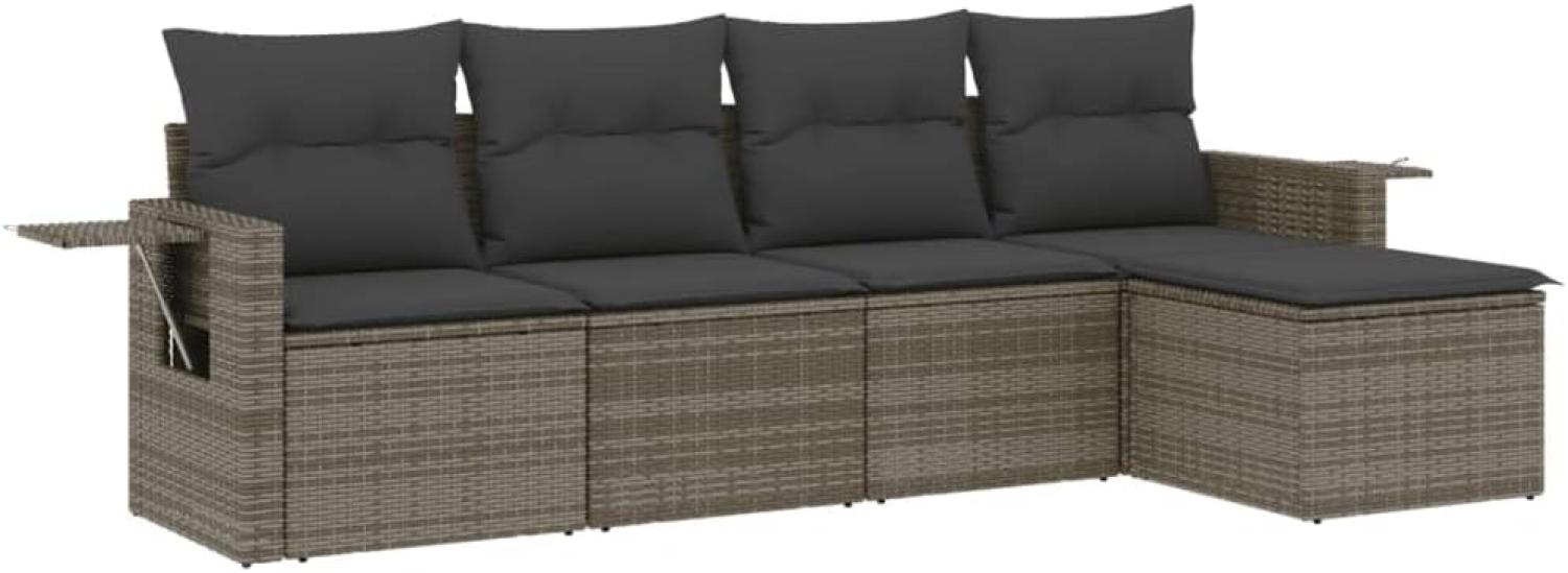 vidaXL 5-tlg. Garten-Sofagarnitur mit Kissen Grau Poly Rattan 3252427 Bild 1