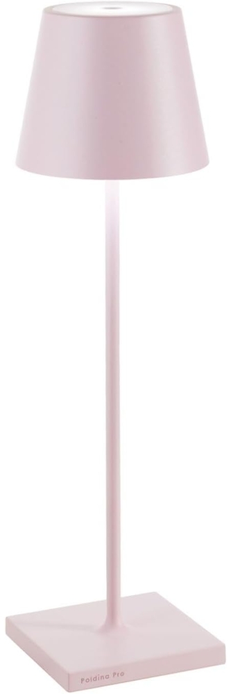 Zafferano Poldina Pro - Dimmbare LED-Tischlampe aus Aluminium, Schutzart IP54, Verwendung im Innen-/Außenbereich, Kontaktladestation, H38cm, EU-Stecker (Rosa) Bild 1