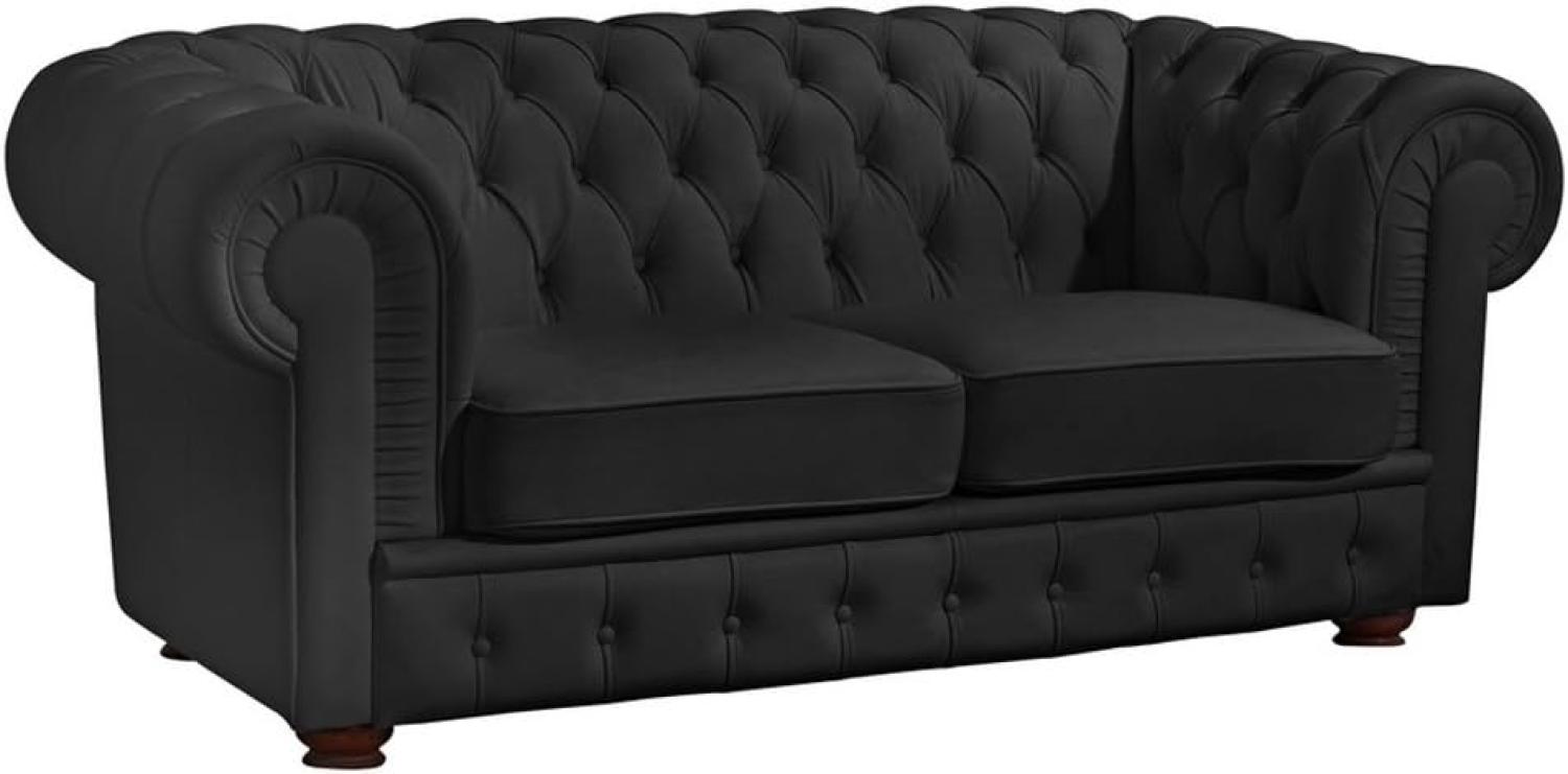 Bridgeport Sofa 2-Sitzer pigmentiertes Nappaleder Schwarz Buche Nussbaumfarben Bild 1