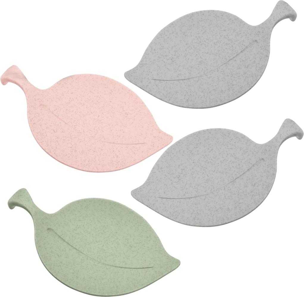 Koziol Leaf-On Schale, 4er Set, Schälchen, Snackschale, Dekoschale, Blattform, Kunststoff, Organic Green / Organic Grey / Organic Pink, 14. 3 cm, 3556317 Bild 1