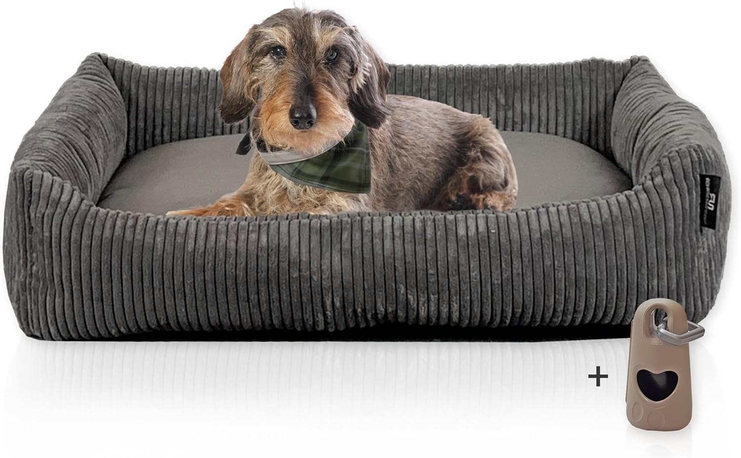 Rohrschneider Tierbett Hundebett Hundekorb Cordstoff, inkl. Gassibeutel Bild 1